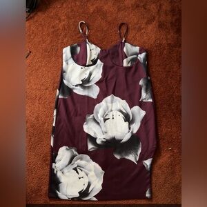VENUS Burgundy and White Floral Midi Dress